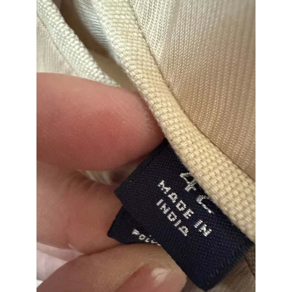 Lands End Mens Khaki Tan 100% Cotton Canvas 2 Button Blazer Sport Coat 42R